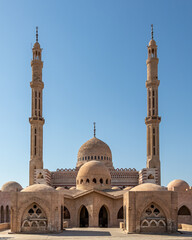 Fototapeta na wymiar Mustafa Mosque is a large Islamic temple in Sharm El Sheikh, Sinai Peninsula, Egypt. Religion concept