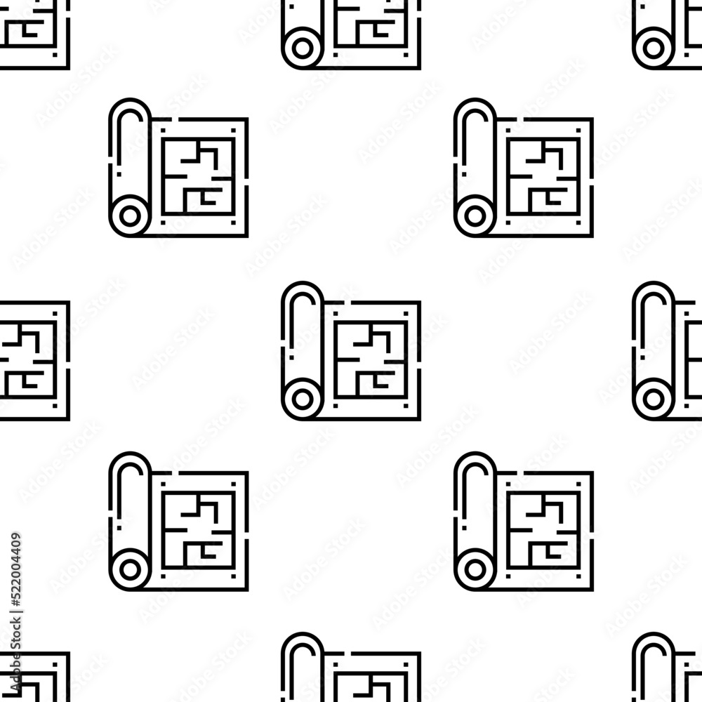 Poster blueprint icon pattern. seamless blueprint pattern on white background.