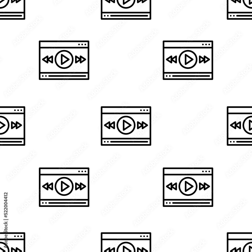 Poster video player icon pattern. seamless video player pattern on white background.