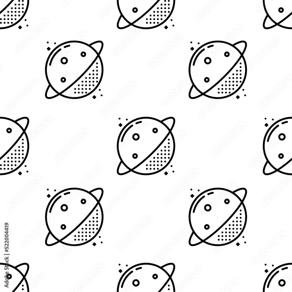Poster planet icon pattern. seamless planet pattern on white background.
