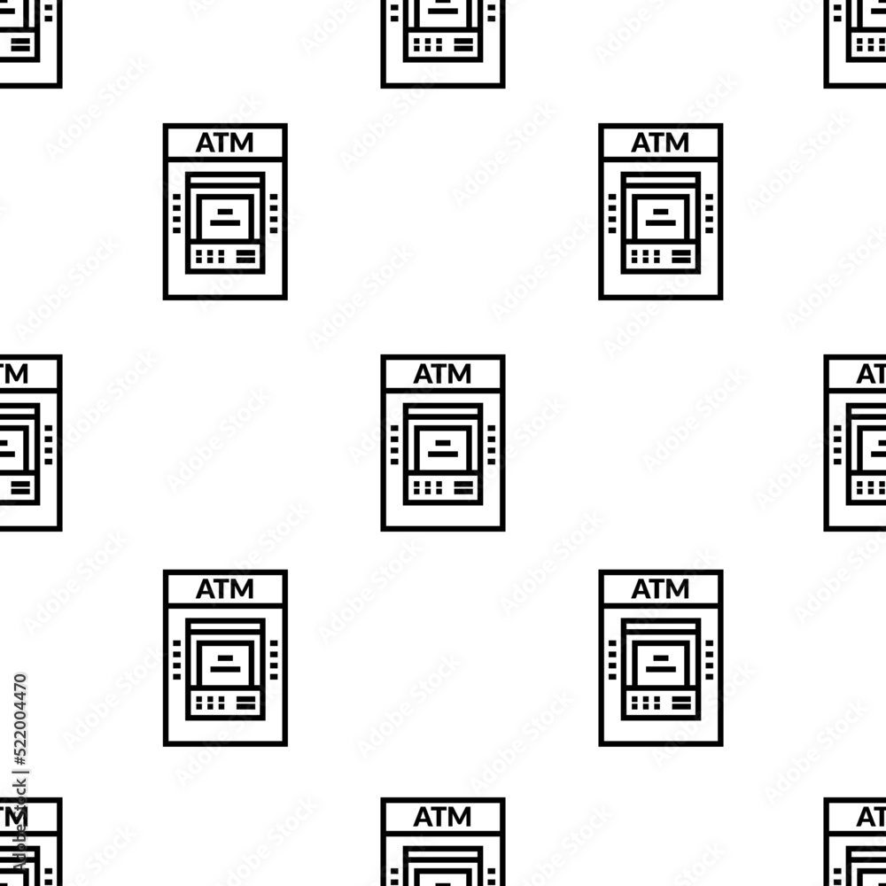 Poster atm icon pattern. seamless atm pattern on white background.