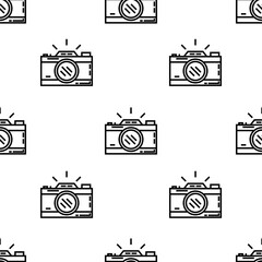 photo camera icon pattern. Seamless photo camera pattern on white background.