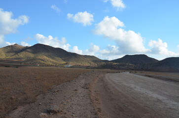 Fototapeta na wymiar road in the desert Cabo de Gata, Spain