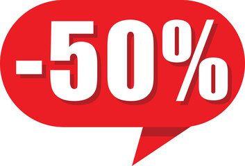 Red tag sale special offer isolated vector illustration. Discount price tag, retail advertising campaign symbol, promotional marketing, 50% discount sticker, shopping day promotional offer