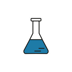 Chemical flask with reagent icon illustration. Simple image of glass laboratory utensils for experiments vector illustration. Conical test tube pictogram web element for design