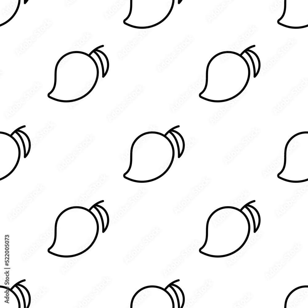 Poster mango icon pattern. seamless mango pattern on white background.