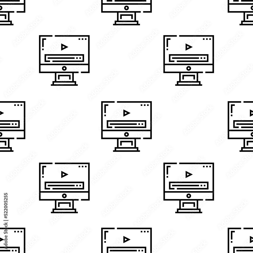 Poster video player icon pattern. Seamless video player pattern on white background.