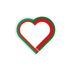 unity concept. heart ribbon icon of bulgaria and belarus flags. vector illustration isolated on white background
