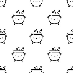 cauldron icon pattern. Seamless cauldron pattern on white background.