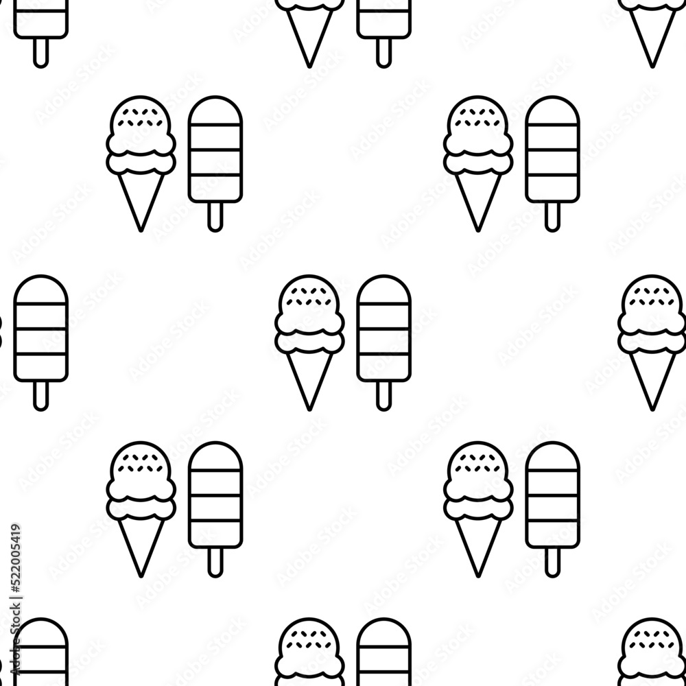 Poster ice cream icon pattern. seamless ice cream pattern on white background.