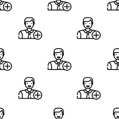 add user icon pattern. Seamless add user pattern on white background.