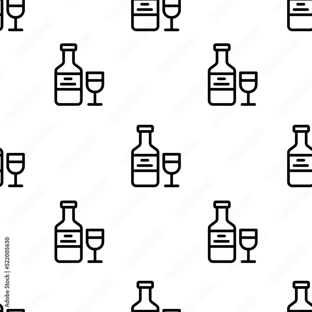 Poster wine icon pattern. seamless wine pattern on white background.