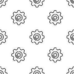 settings icon pattern. Seamless settings pattern on white background.