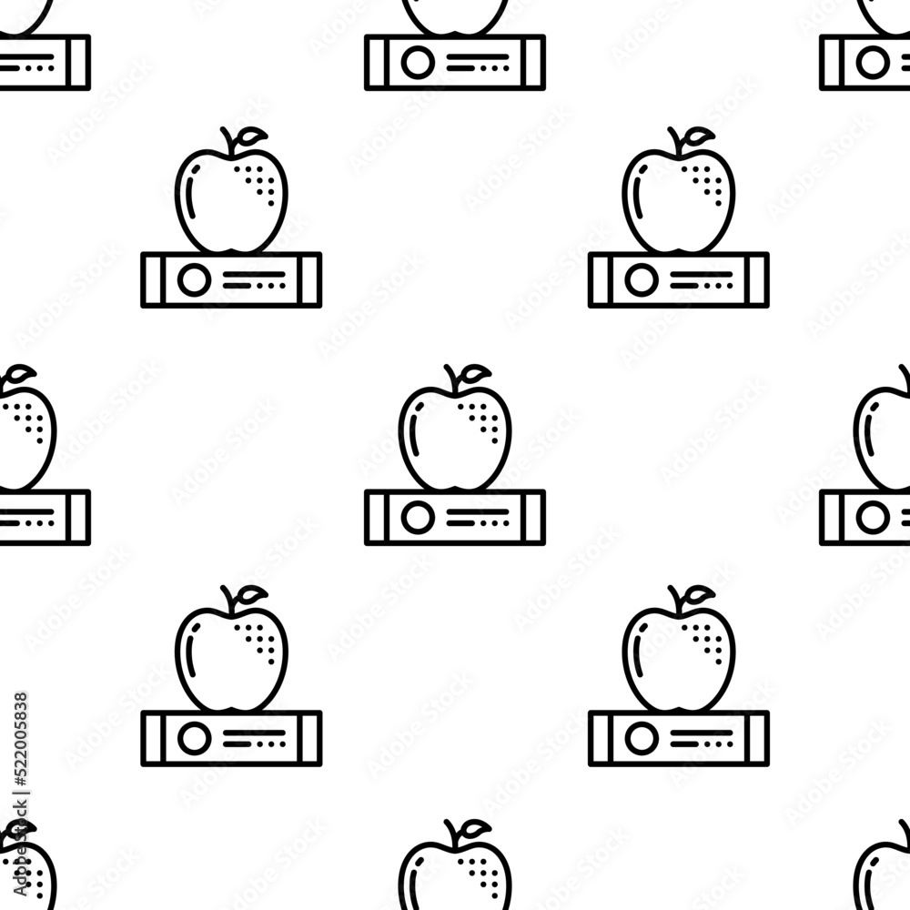 Poster apple icon pattern. seamless apple pattern on white background.