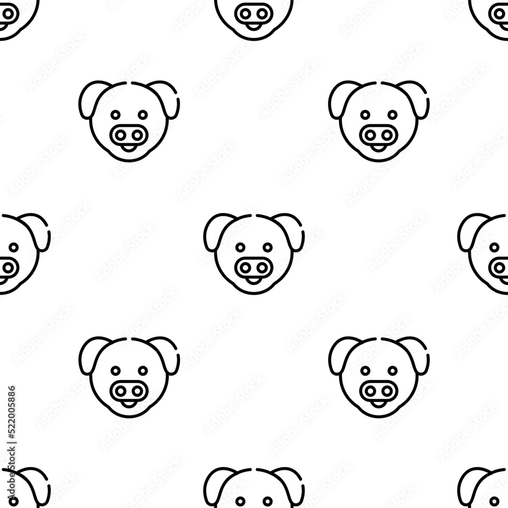 Poster pig icon pattern. seamless pig pattern on white background.
