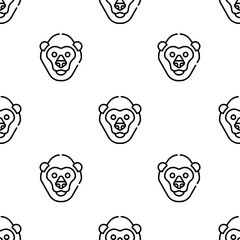 gorilla icon pattern. Seamless gorilla pattern on white background.