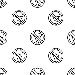 no food icon pattern. Seamless no food pattern on white background.