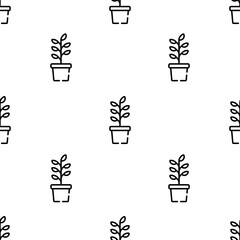 plant icon pattern. Seamless plant pattern on white background.