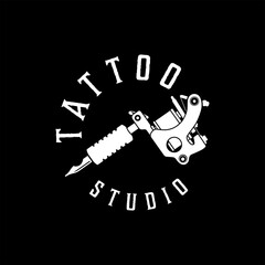 Fototapeta premium Simple Tattoo Studio Logo With Modern Tattoo Machine Illustration