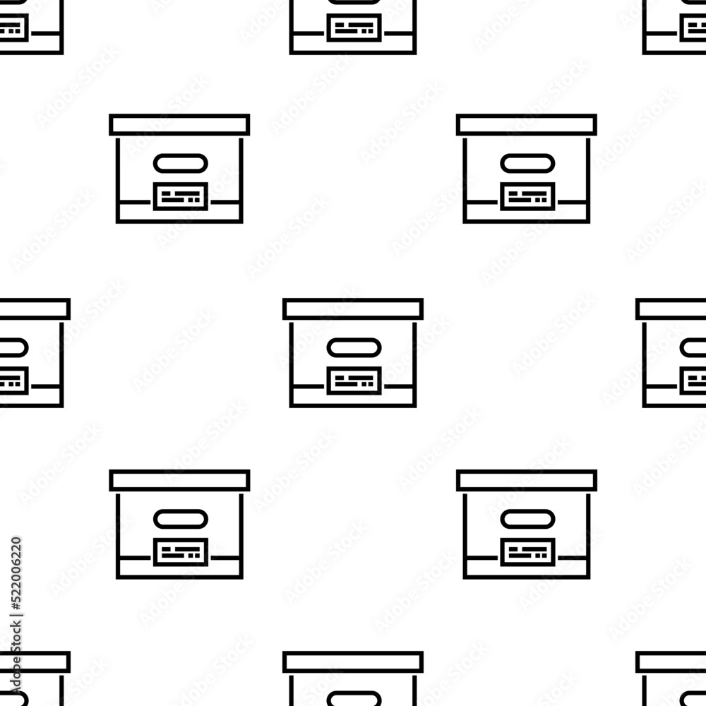Poster box icon pattern. Seamless box pattern on white background.