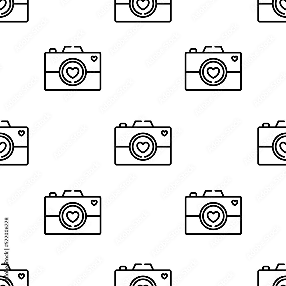 Poster camera icon pattern. seamless camera pattern on white background.