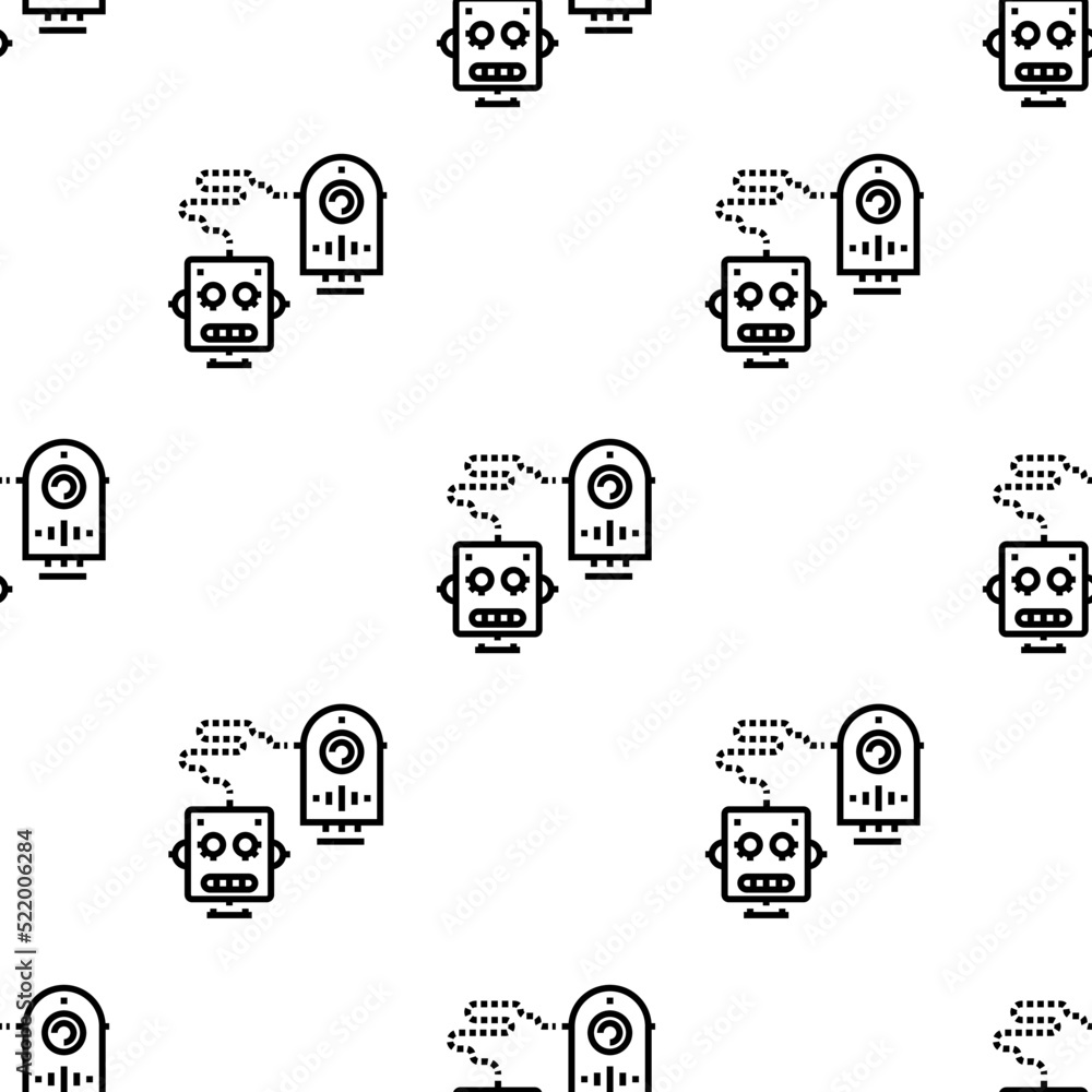 Poster robot icon pattern. seamless robot pattern on white background.