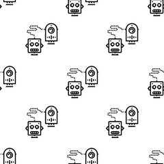 robot icon pattern. Seamless robot pattern on white background.