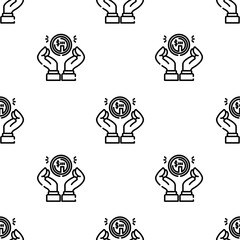 coin icon pattern. Seamless coin pattern on white background.