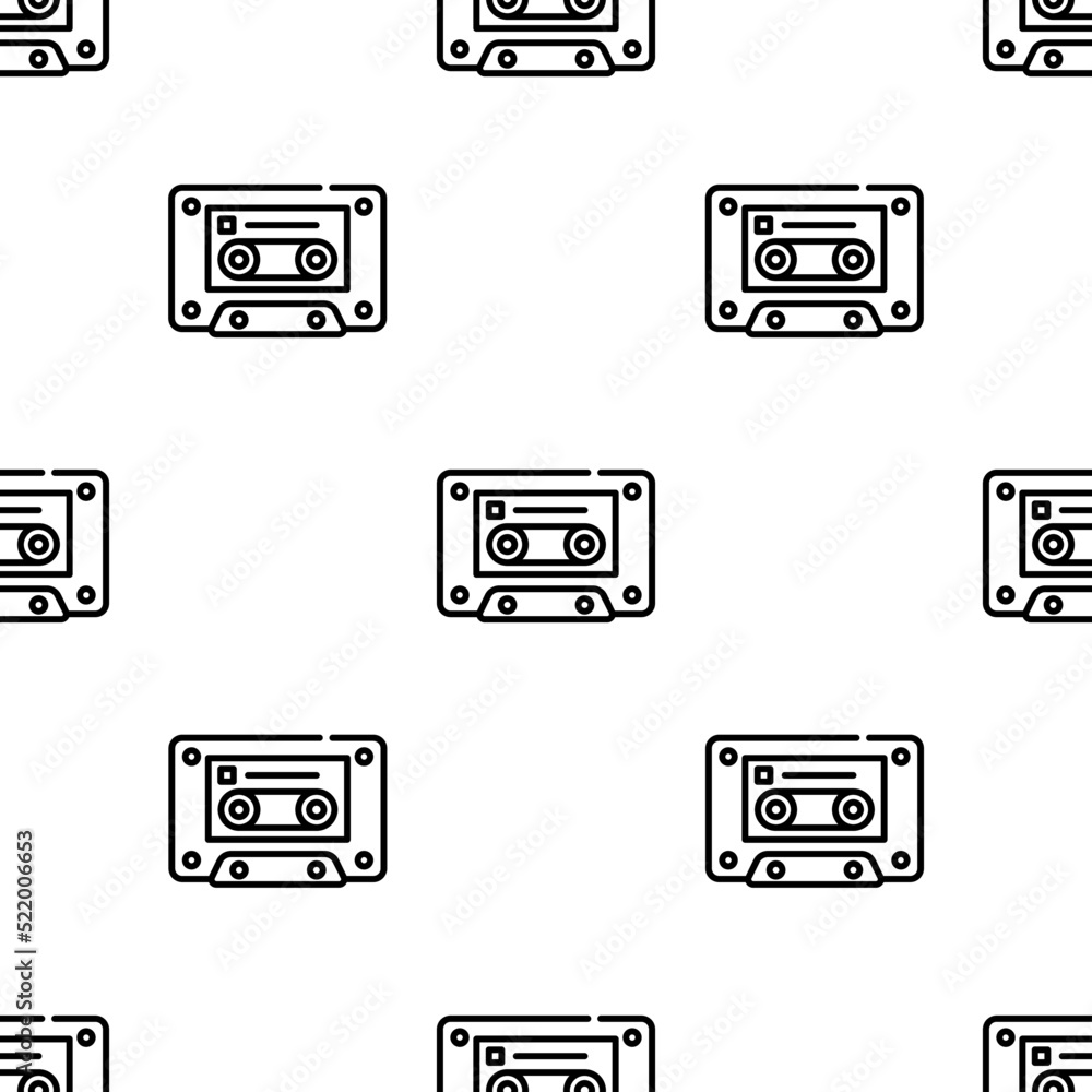 Poster cassette icon pattern. seamless cassette pattern on white background.