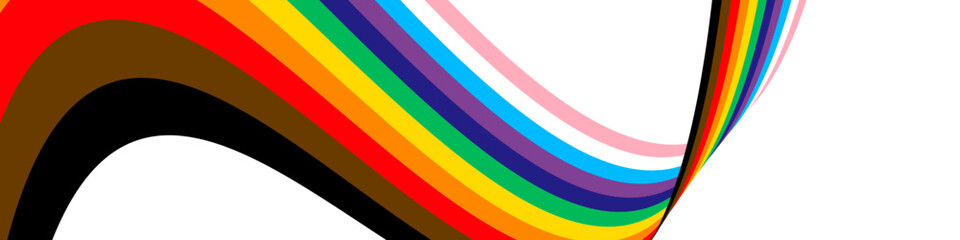 Pride background with LGBTQ pride flag colours. Wawe rainbow stripes on white background. Vector EPS 10 - obrazy, fototapety, plakaty