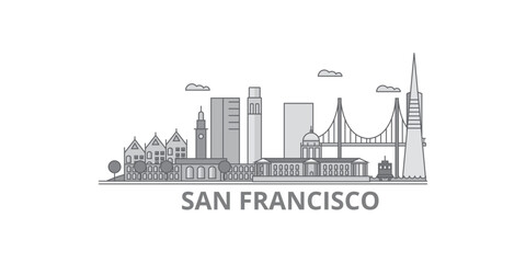 United States, San Francisco City city skyline isolated vector illustration, icons
