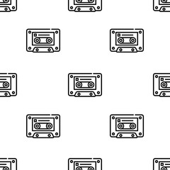 cassette icon pattern. Seamless cassette pattern on white background.
