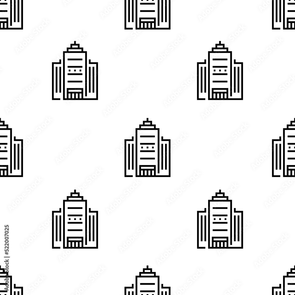 Poster office building icon pattern. seamless office building pattern on white background.