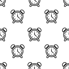 alarm clock icon pattern. Seamless alarm clock pattern on white background.
