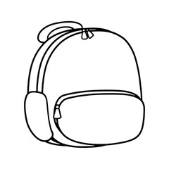 Monochrome picture. School bag, backpack for a student, vector in cartoon