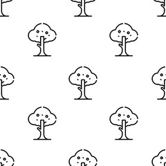 tree icon pattern. Seamless tree pattern on white background.