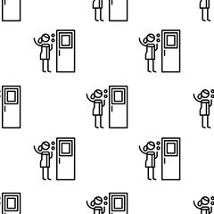 door icon pattern. Seamless door pattern on white background.