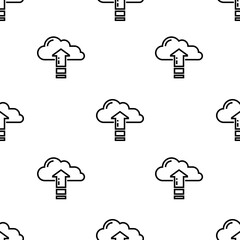cloud computing icon pattern. Seamless cloud computing pattern on white background.