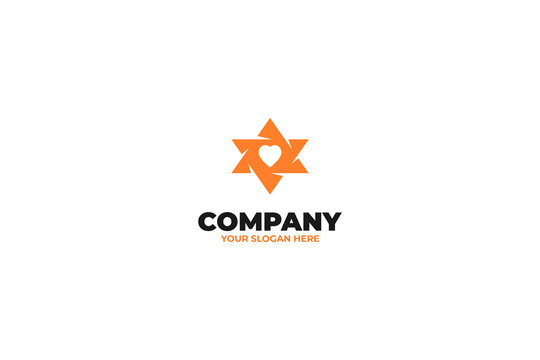 Flat Love Star Logo Design Vector Illustration Idea