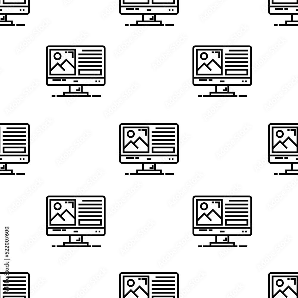 Poster computer icon pattern. seamless computer pattern on white background.