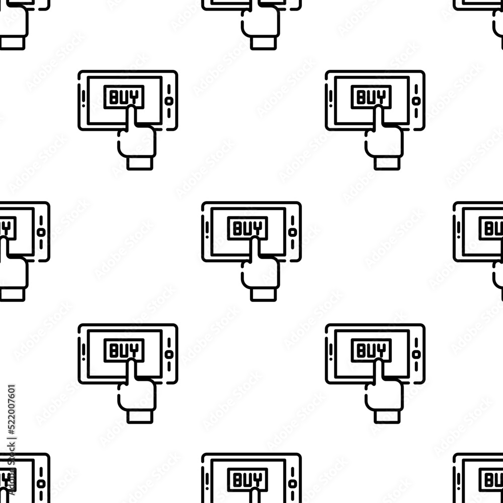 Poster mobile shopping icon pattern. seamless mobile shopping pattern on white background.