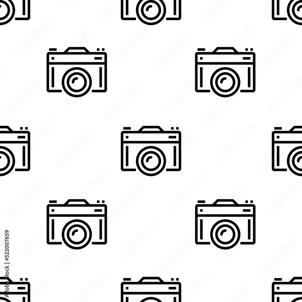 Poster camera icon pattern. seamless camera pattern on white background.