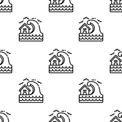 tsunami icon pattern. Seamless tsunami pattern on white background.