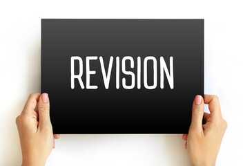 Revision text on card, education concept background