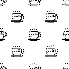 tea icon pattern. Seamless tea pattern on white background.