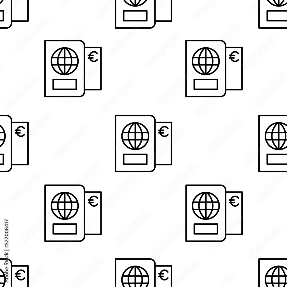 Poster passport icon pattern. seamless passport pattern on white background.