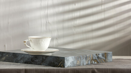 A table in the kitchen with a free space and sunlight shining on the wall