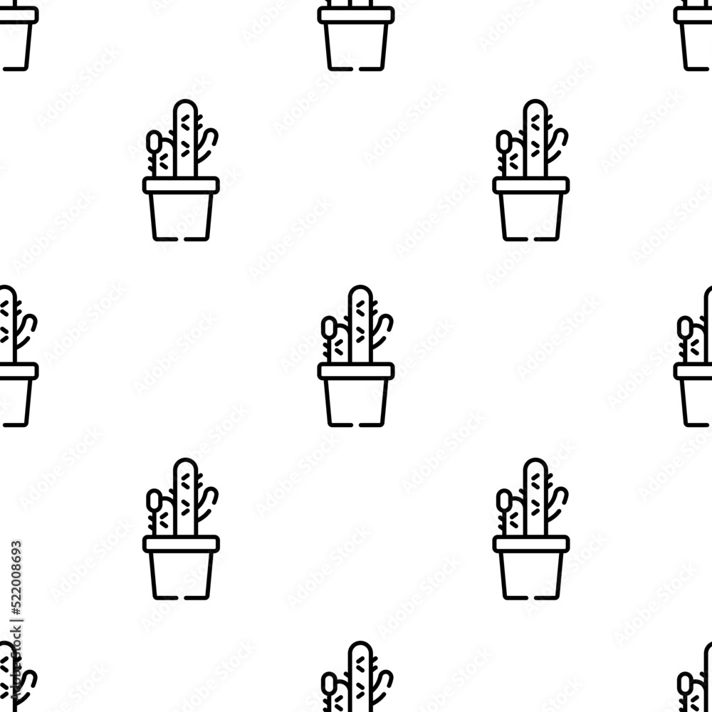 Poster cactus icon pattern. Seamless cactus pattern on white background.