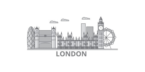 United Kingdom, London City city skyline isolated vector illustration, icons - obrazy, fototapety, plakaty