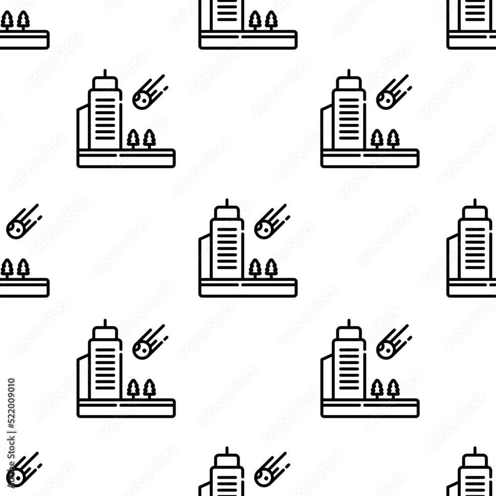Poster meteorite icon pattern. seamless meteorite pattern on white background.